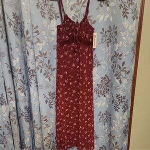 No Boundaries Burgundy Floral Midi Dress